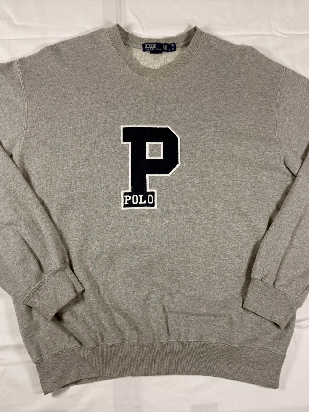 Polo by Ralph Lauren Grey Crewneck Sweatshirt with Black 'P' Patch